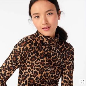 J. Crew Tissue Turtleneck in Leopard, Size Small